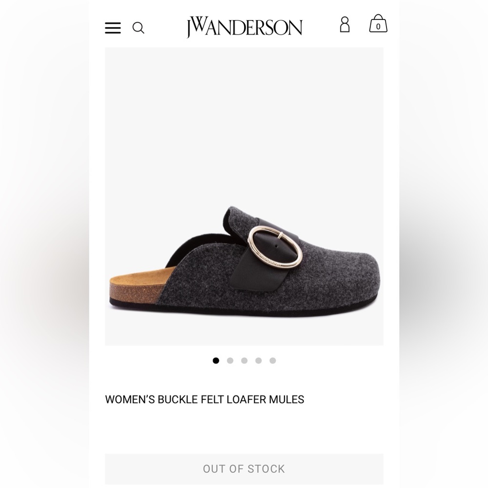 J.W. Anderson felt mules with buckle, Sz 40